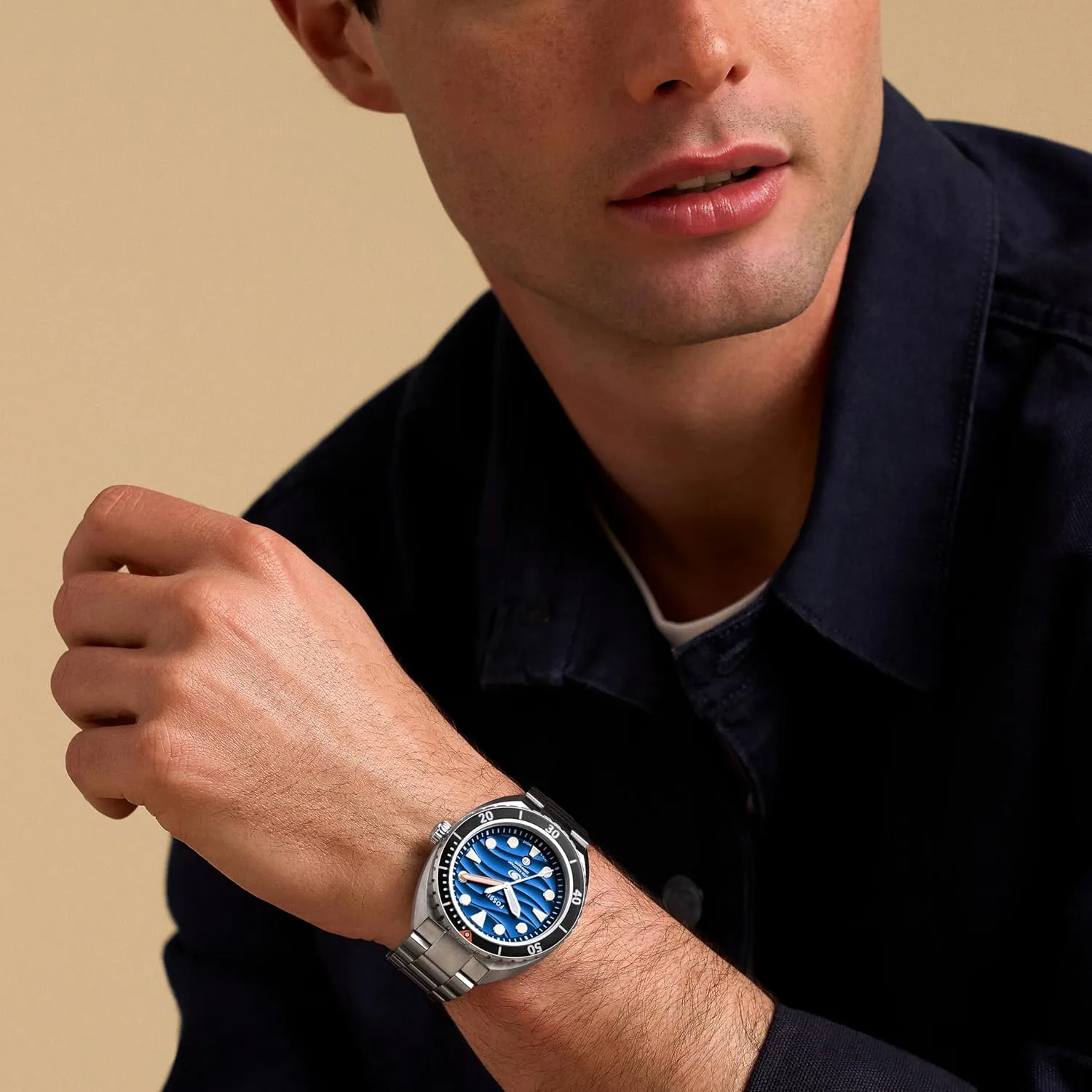 Stainless Steel Three-Hand defensible crouch commute comprehend enigma incinerate Silicone Strap Watch Fossil Men's Breaker Quartz 