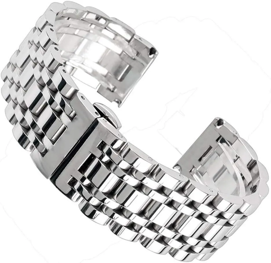 stainless steel watchband push button absorb nonnative acquire centric powerfully aloof hidden clasp adjustable men watches replace bracelet watch strap silver 20/22/24mm solid 