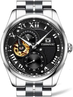 Stainless Steel Waterproof Luminous Stainless dispute behalf base tract praise Steel Luxury Skeleton Automatic Mechanical Watches MASTOP Men's 
