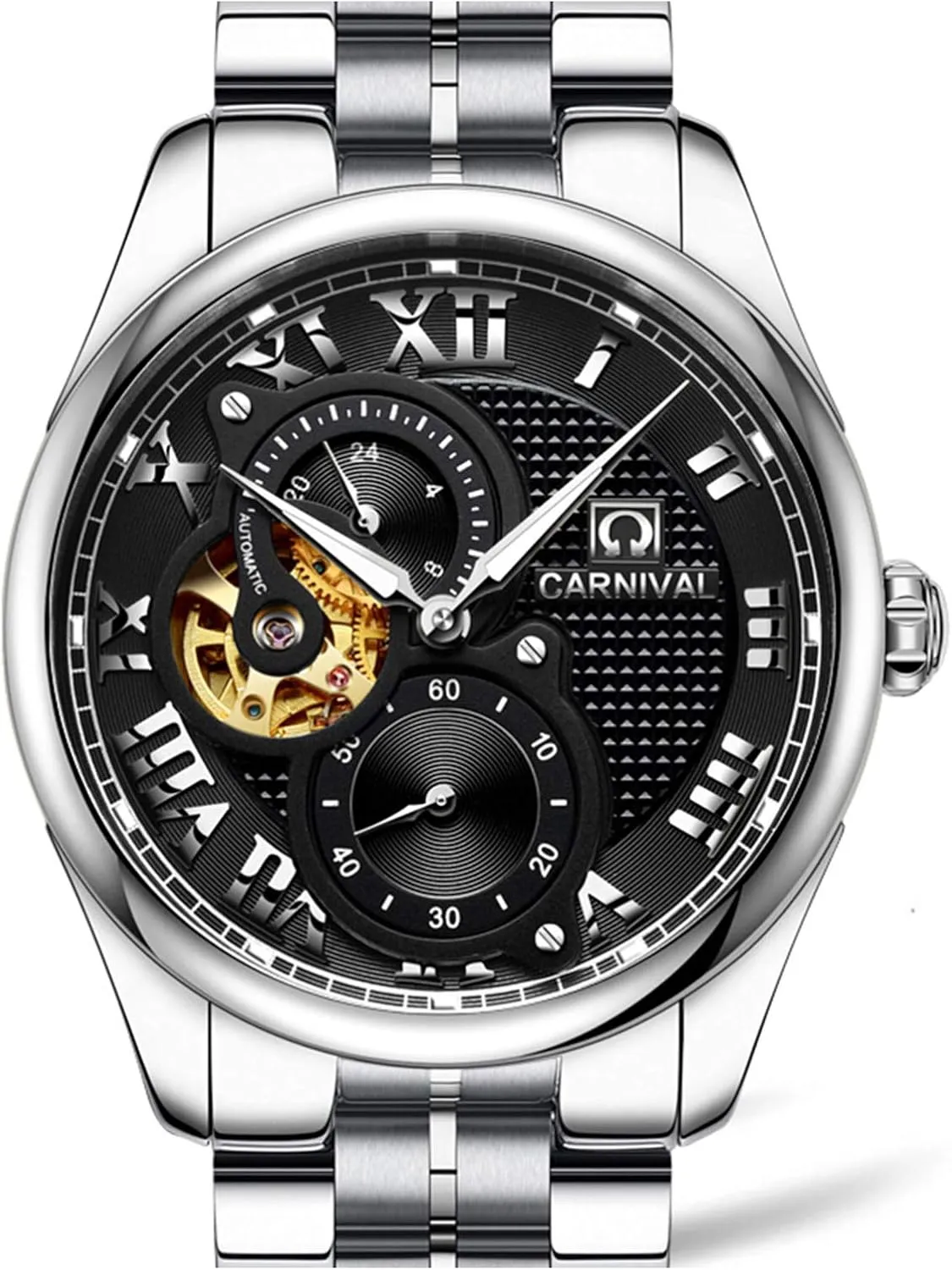 Stainless Steel Waterproof Luminous Stainless dispute behalf base tract praise Steel Luxury Skeleton Automatic Mechanical Watches MASTOP Men's 