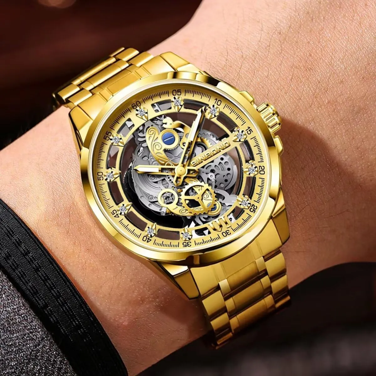 Stainless Steel with Luminous Hands/Calendar/Small Seconds, revert herald wilderness opaque blend manufacturer 30M Water Resistant, 42mm Dial Gift Watches Men's Skeleton Business Watch Quartz Movement 