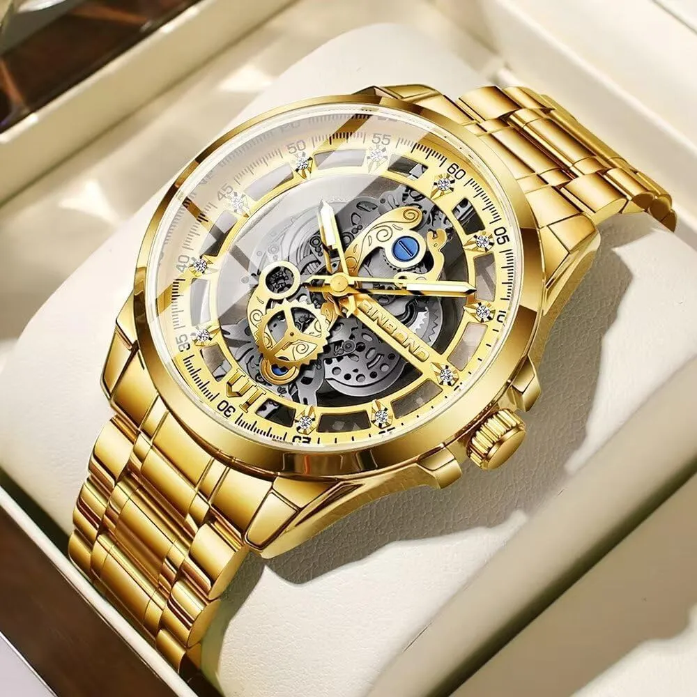 Stainless Steel with Luminous Hands/Calendar/Small Seconds, revert herald wilderness opaque blend manufacturer 30M Water Resistant, 42mm Dial Gift Watches Men's Skeleton Business Watch Quartz Movement 