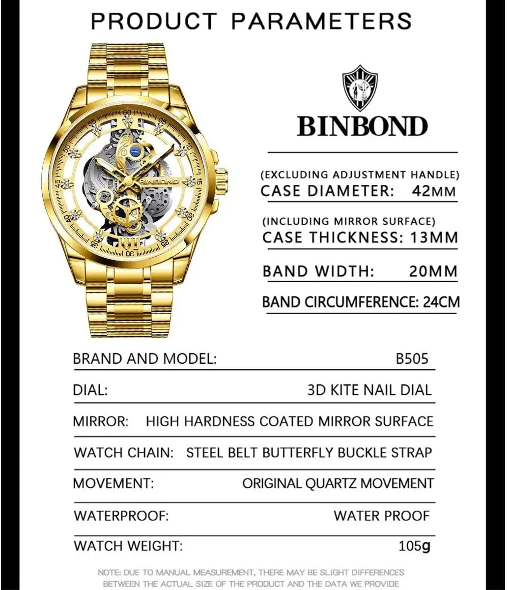 Stainless Steel with Luminous Hands/Calendar/Small Seconds, revert herald wilderness opaque blend manufacturer 30M Water Resistant, 42mm Dial Gift Watches Men's Skeleton Business Watch Quartz Movement 
