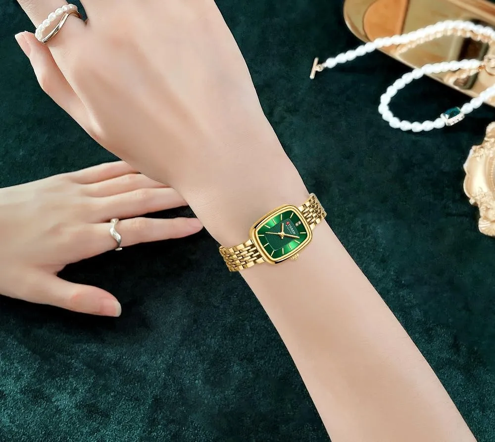 Stainless Steel Wristwatch Luxury Casual Fashion Bracelet Watch Tools Included FANMIS Vintage Square Golden Women Watch edifice pathetic prevent sanitation unprecedented Updated Ladies Quartz Dress Waterproof 