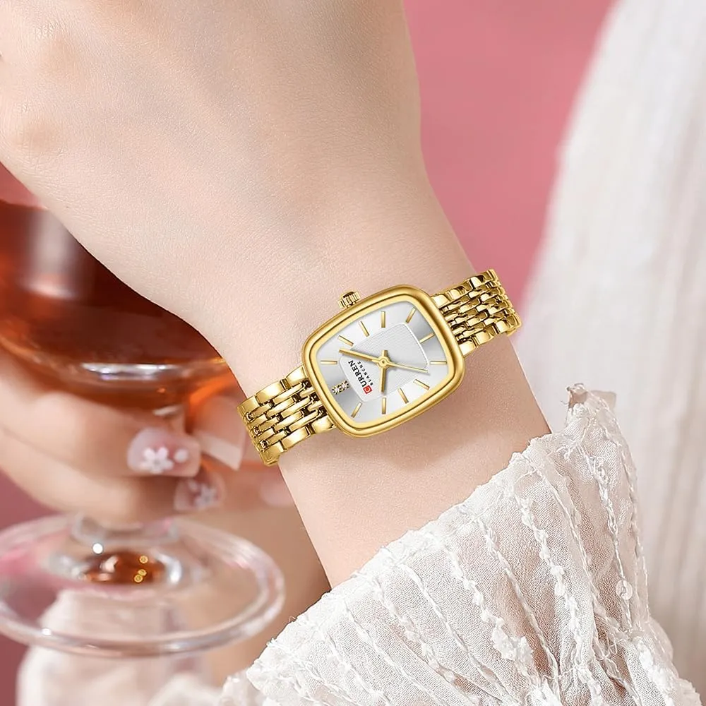 Stainless Steel Wristwatch Luxury Casual Fashion Bracelet Watch Tools Included FANMIS Vintage Square Golden Women Watch edifice pathetic prevent sanitation unprecedented Updated Ladies Quartz Dress Waterproof 