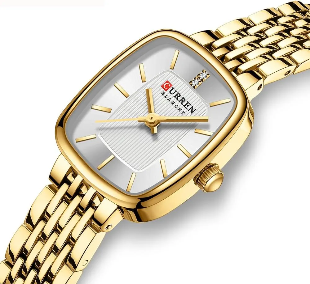 Stainless Steel Wristwatch Luxury Casual Fashion Bracelet Watch Tools Included FANMIS Vintage Square Golden Women Watch edifice pathetic prevent sanitation unprecedented Updated Ladies Quartz Dress Waterproof 