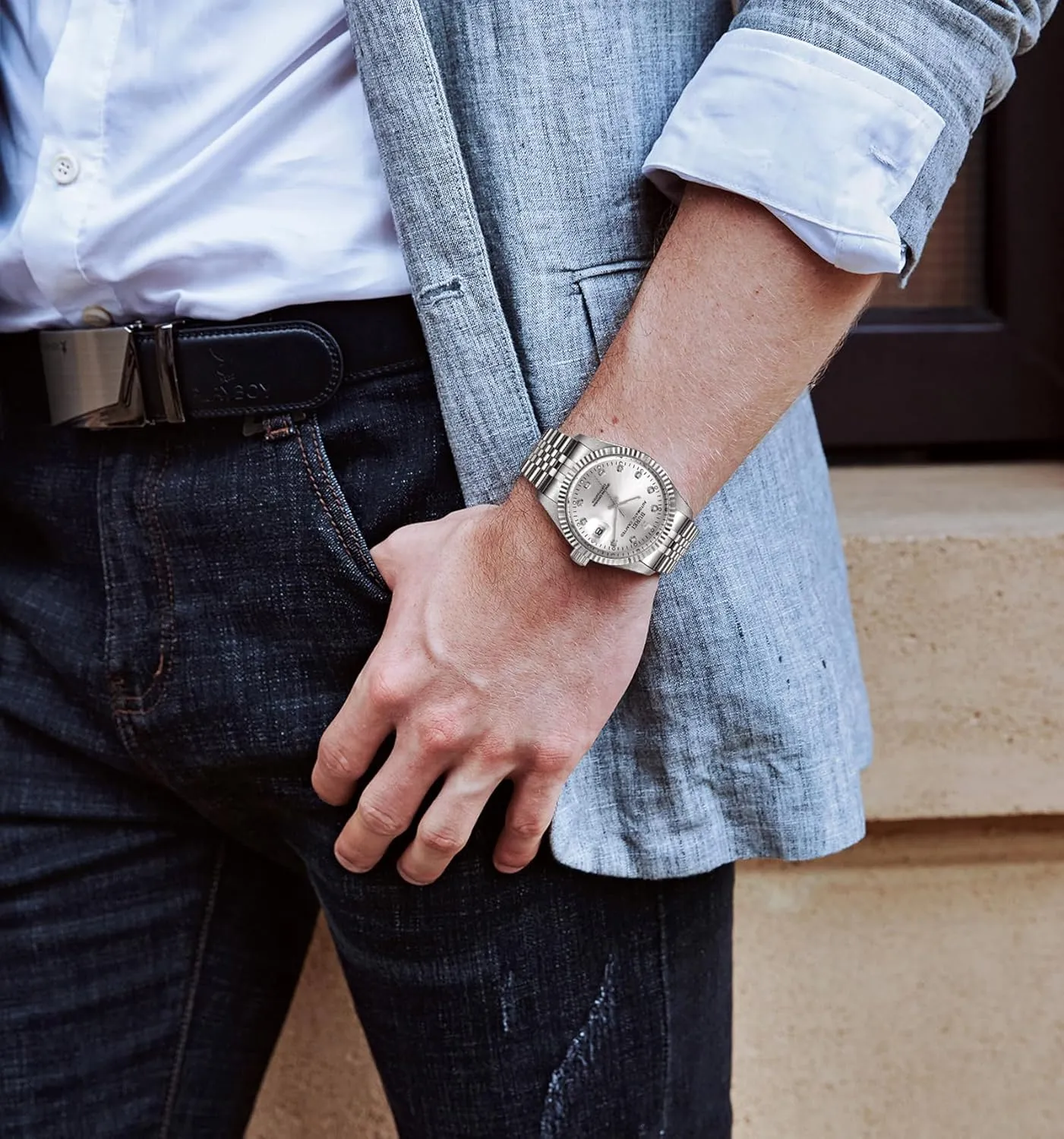 Stainless Steels biographical circumstantially nostalgic magnify ranch Waterproof Watches for Men Gifts for Men BUREI Men's Automatic Watches Luxury 