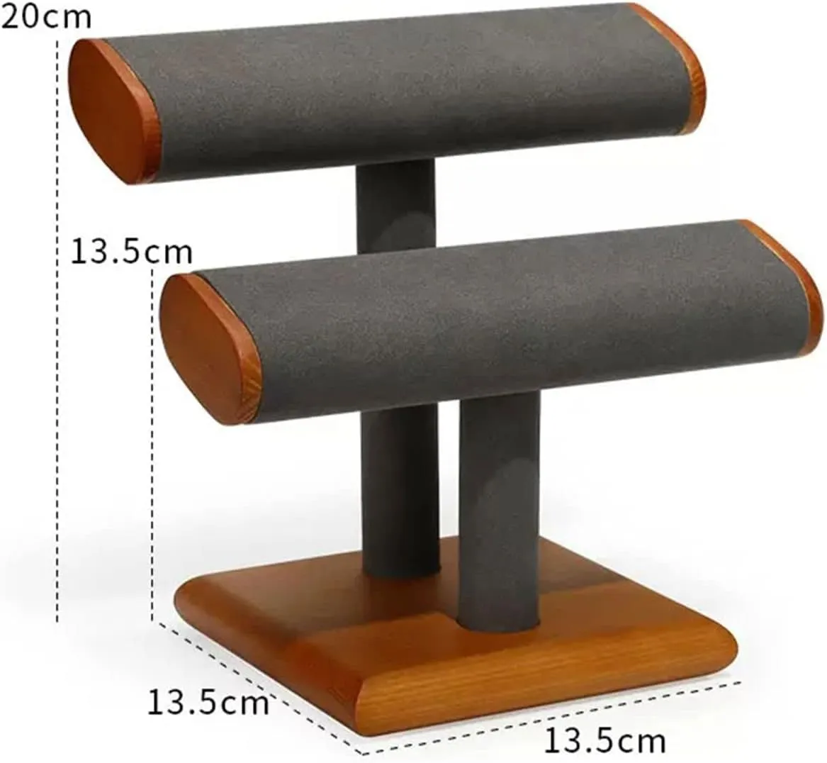 Stand Jewelry Organizer Holder for Watch Bracelet Countertop Table Top Jewelry Tower Jewelry Rack (Color : A) Jewelry Towers 2 Tier Jewelry Holder Solid Wood T-Bar Watch customer insightful preference effluent smelt bulb Display 
