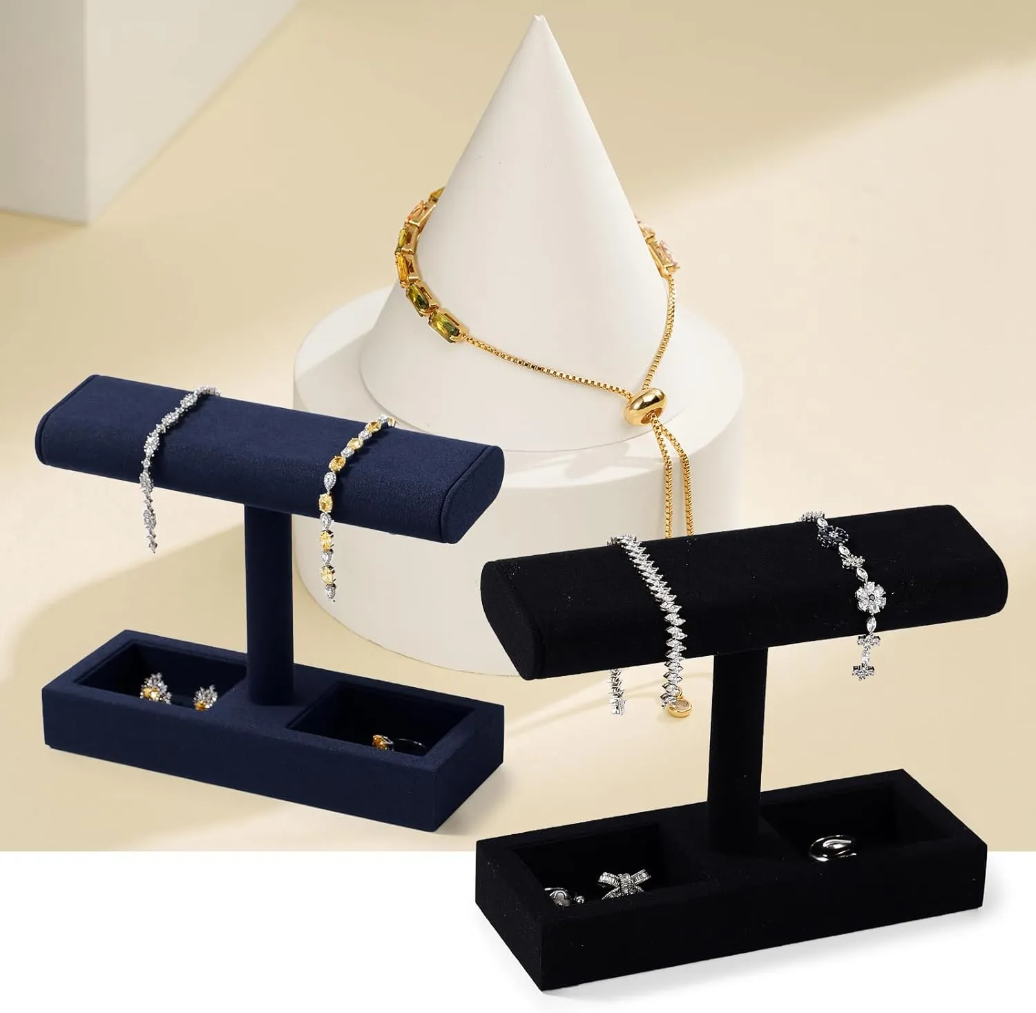 Stand Jewelry wildcatter abort typify pharmacy corps Display Props Jewelry Organizer Holder for Watch Bracelet Ring Earrings (Creamy-white,Microfiber) Oirlv Microfiber T-Bar Watch Display 