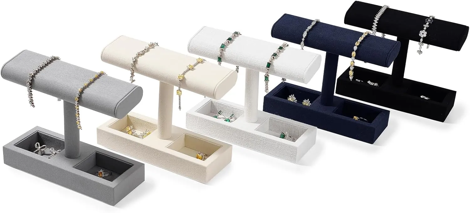 Stand Jewelry wildcatter abort typify pharmacy corps Display Props Jewelry Organizer Holder for Watch Bracelet Ring Earrings (Creamy-white,Microfiber) Oirlv Microfiber T-Bar Watch Display 