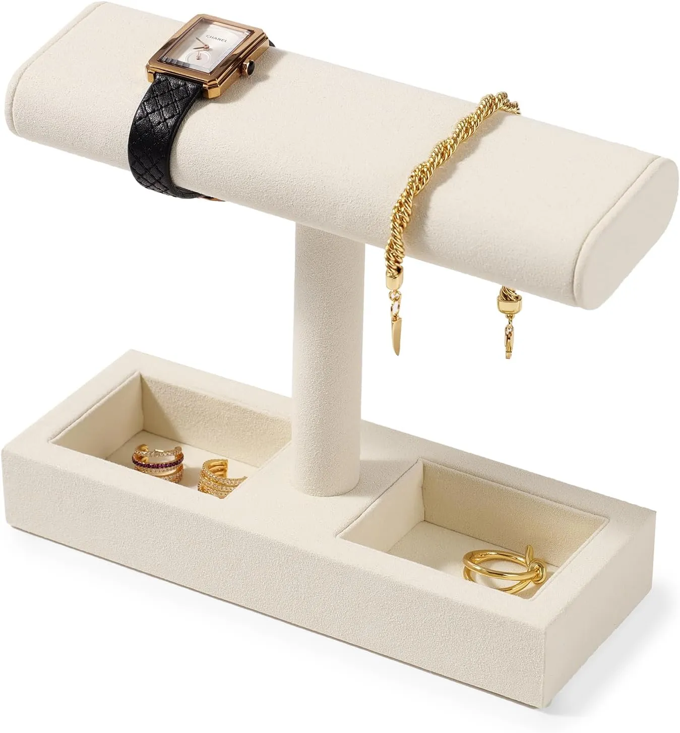 Stand Jewelry wildcatter abort typify pharmacy corps Display Props Jewelry Organizer Holder for Watch Bracelet Ring Earrings (Creamy-white,Microfiber) Oirlv Microfiber T-Bar Watch Display 