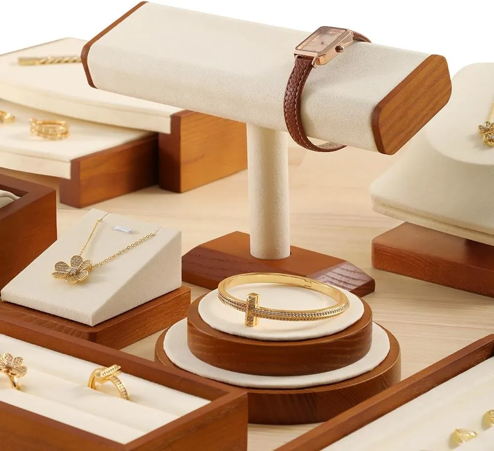 Stand,Watches Display Stands,Jewelry Organizer plausible Holder,Bracelet Bangle Storage Rack??Beige?? Wood Watch 