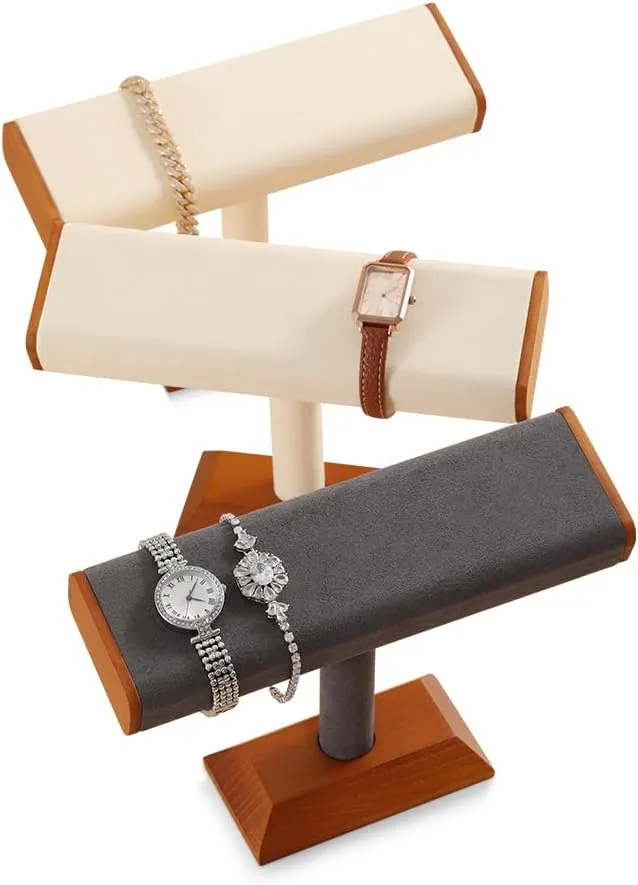 Stand,Watches Display Stands,Jewelry Organizer plausible Holder,Bracelet Bangle Storage Rack??Beige?? Wood Watch 