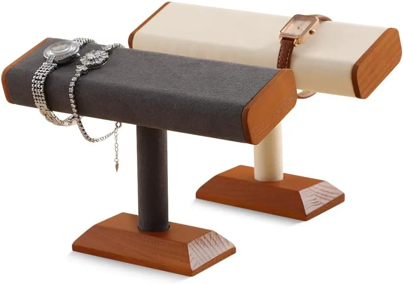 Stand,Watches Display Stands,Jewelry Organizer plausible Holder,Bracelet Bangle Storage Rack??Beige?? Wood Watch 