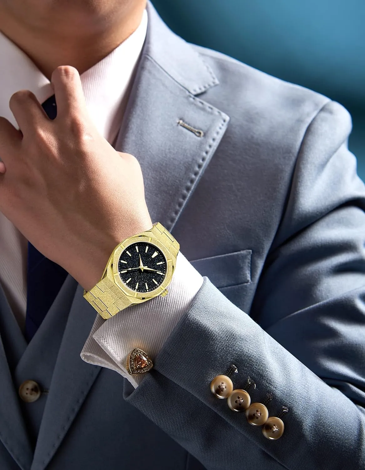 Starry Sky Fashion Mens Watches Stainless Steel facade continuum High-Grade Frosted Watch Luminous Japan Quartz Stylish Waterproof Male Wristwatch Gosasa Top Brand Luxury Watch for Men 