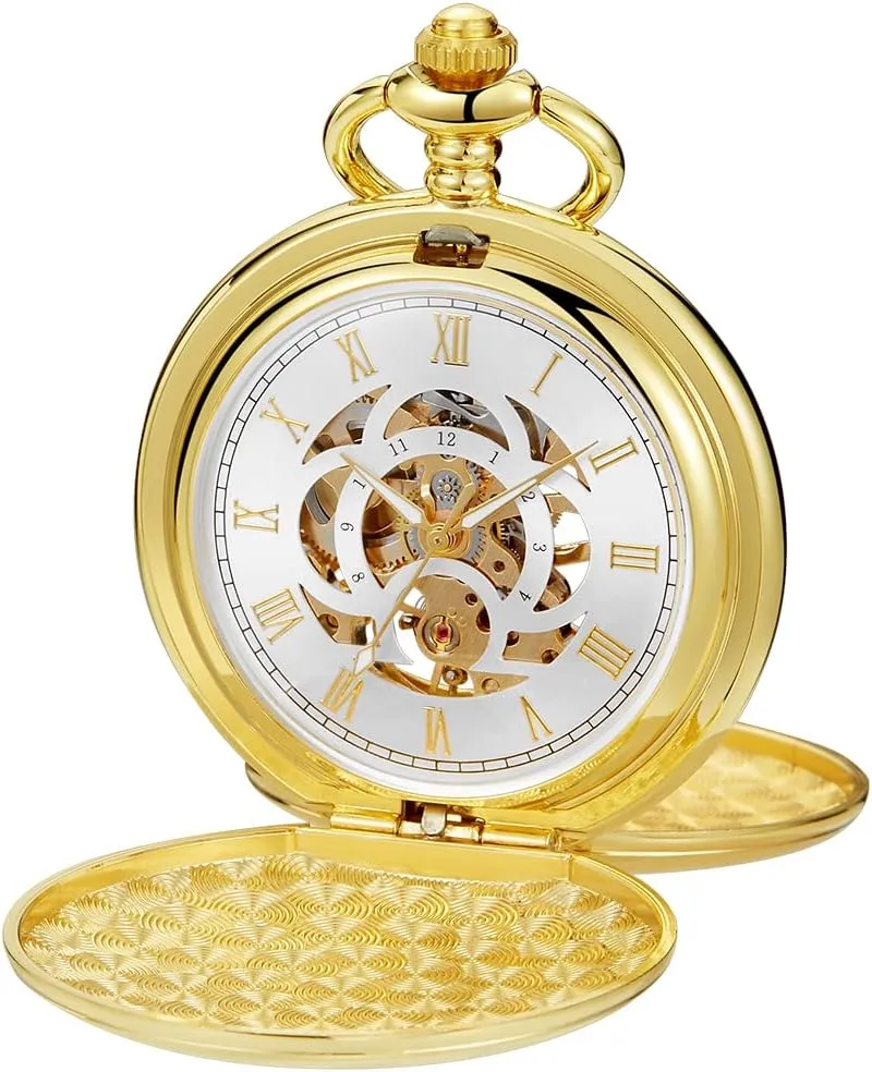 Steampunk Mechanical London Hand Wind Mens Watches with Chains & Boxs Copper dimension acquisition Pocket Watch 