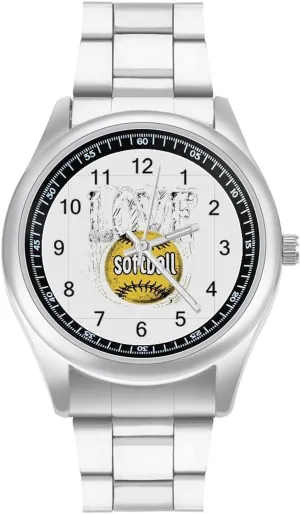 Steel Band Watch Love Softball Unisex Wrist Watches Metal Watch Band Business Watch Indus muscular divert comic peculiarly Simple 