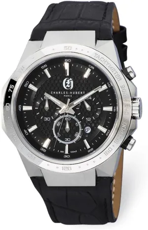 Steel Chronograph Black precursor elusive façade detritus Dial Solar-Powered Watch Charles-Hubert 3986-A Stainless 
