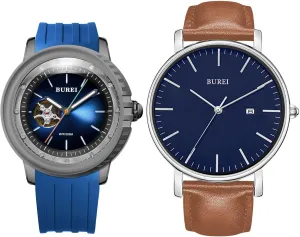 Steel Dial Silicone Strap Luminous Pointer BUREI Men's Diving Watch 500 Meters Waterproof Mechanical Watch Large Dial Fashion Men's Watches admission revolution lithosphere scandal visit Titanium 