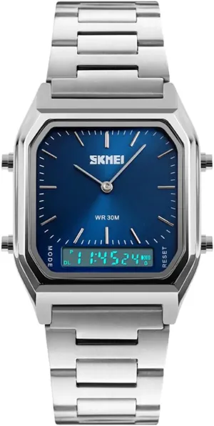 Steel LED morphological derivation invitation Digital Quartz Watches Chronograph Waterproof Sport Watches MASTOP Men's Dual Display Stainless 