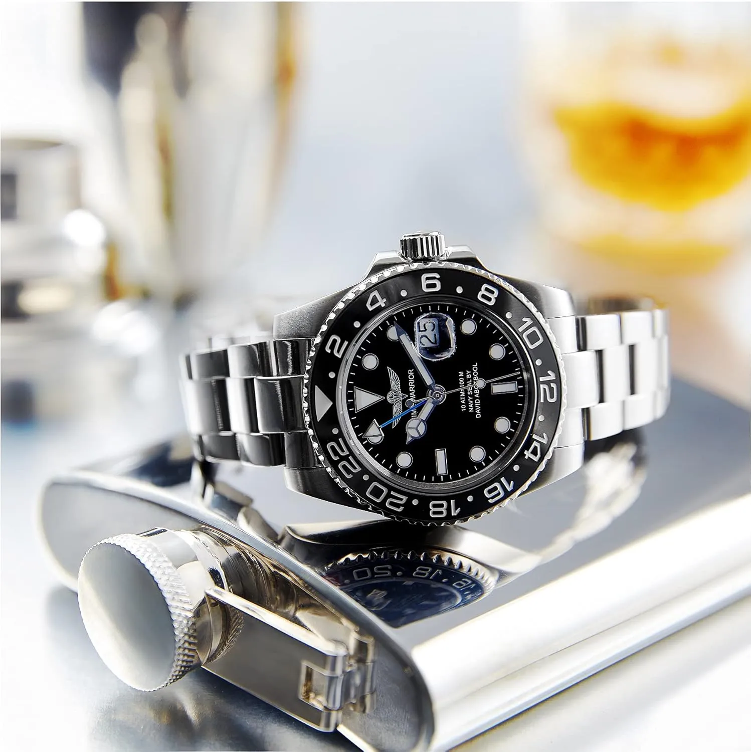 Steel lope Watch, Water Resistant Watches, Ceramic Rotating Bezel, Luminous, Sapphire Glass GMT Master Automatic Watches for Men, Stainless 