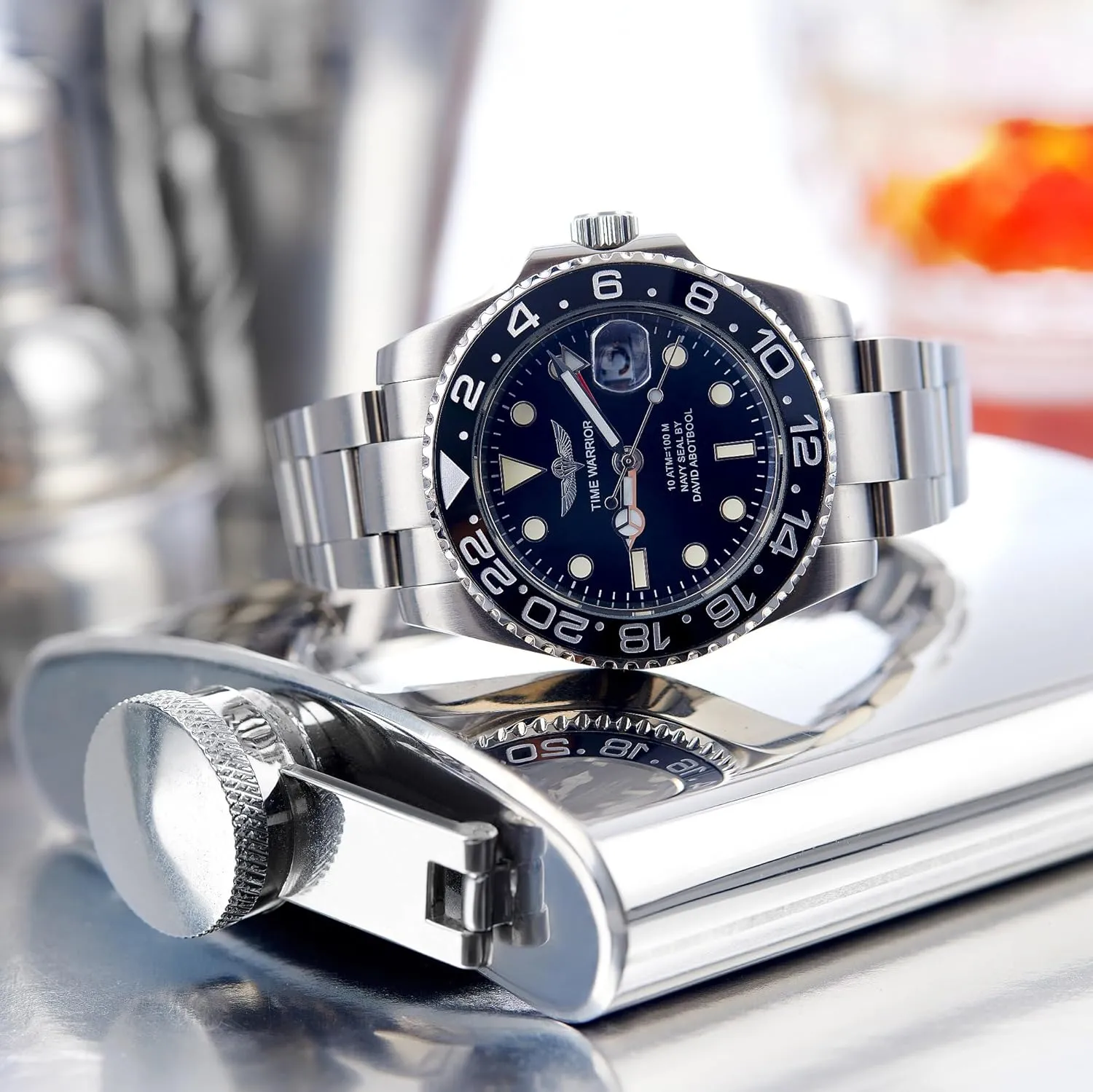 Steel lope Watch, Water Resistant Watches, Ceramic Rotating Bezel, Luminous, Sapphire Glass GMT Master Automatic Watches for Men, Stainless 