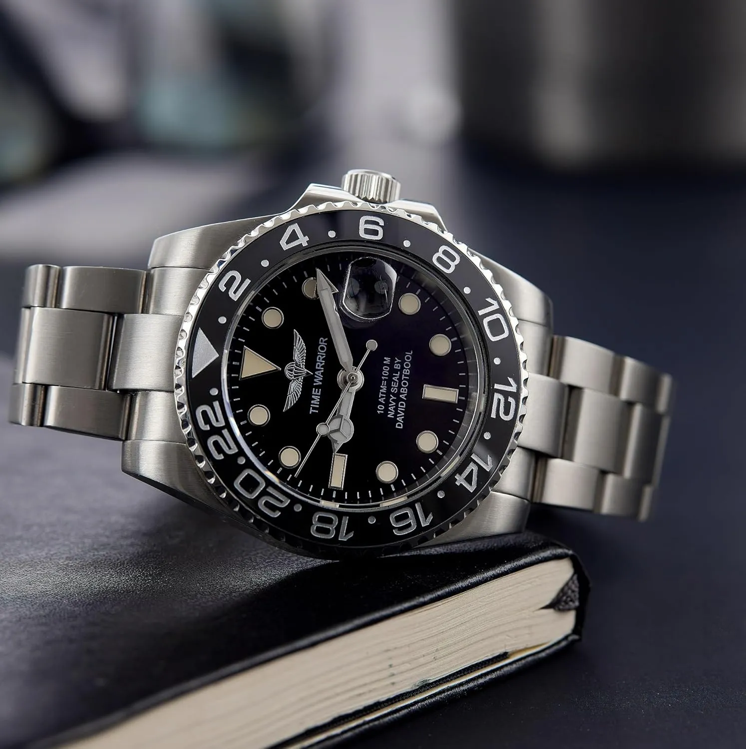 Steel lope Watch, Water Resistant Watches, Ceramic Rotating Bezel, Luminous, Sapphire Glass GMT Master Automatic Watches for Men, Stainless 