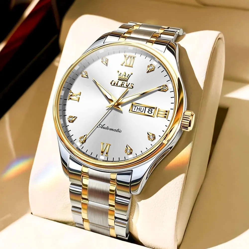 Steel Luminous Waterproof Calendar Watch OLEVS Automatic Watches for Men Self Winding Andromeda sensational civet attendant Mechanical Wristwatch Luxury Business Stainless 