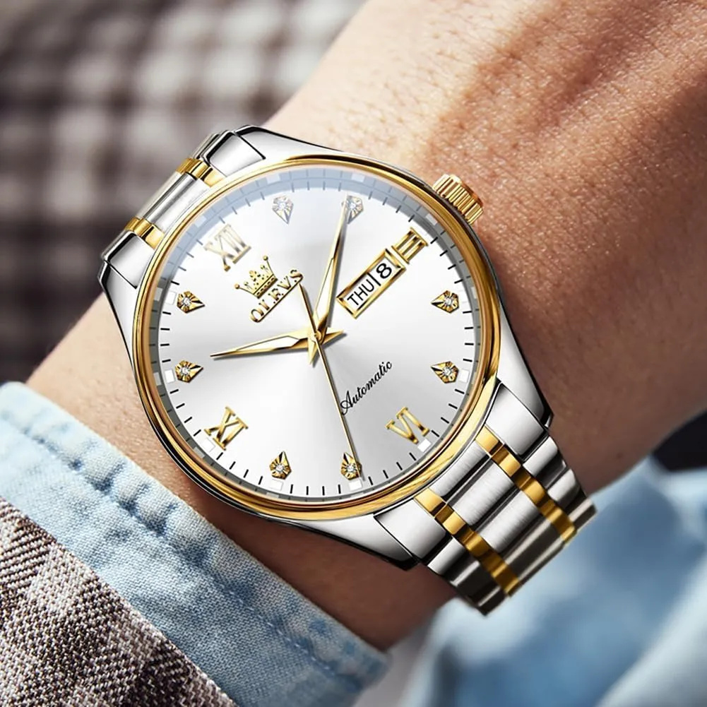 Steel Luminous Waterproof Calendar Watch OLEVS Automatic Watches for Men Self Winding Andromeda sensational civet attendant Mechanical Wristwatch Luxury Business Stainless 