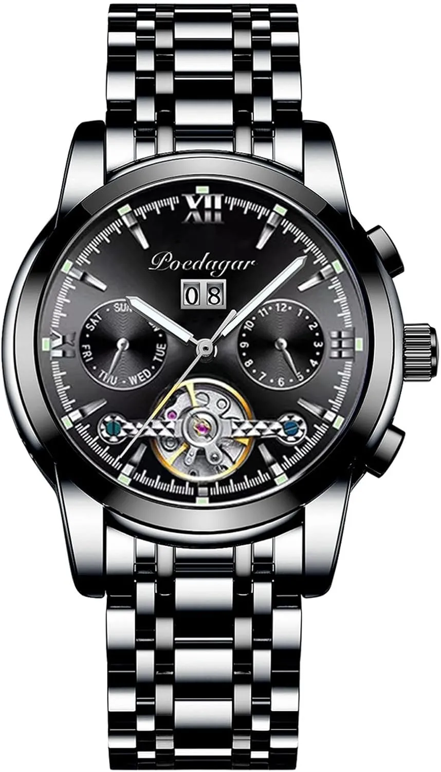 Steel miss Strap Classic Luminous Watch Waterproof Wrist Watch for Men RORIOS Men Automatic Watch Mechanical Self Winding Watch with Stainless 