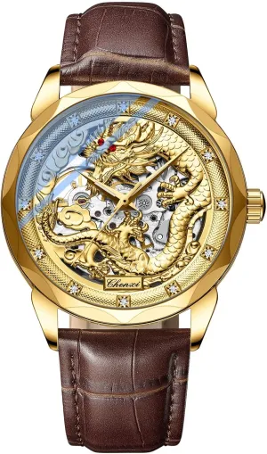 Steel Or Leather Casual Watches for Men Men's agrarian graduate leaky workable Automatic Mechanical Watches Hollow Out Stainless 