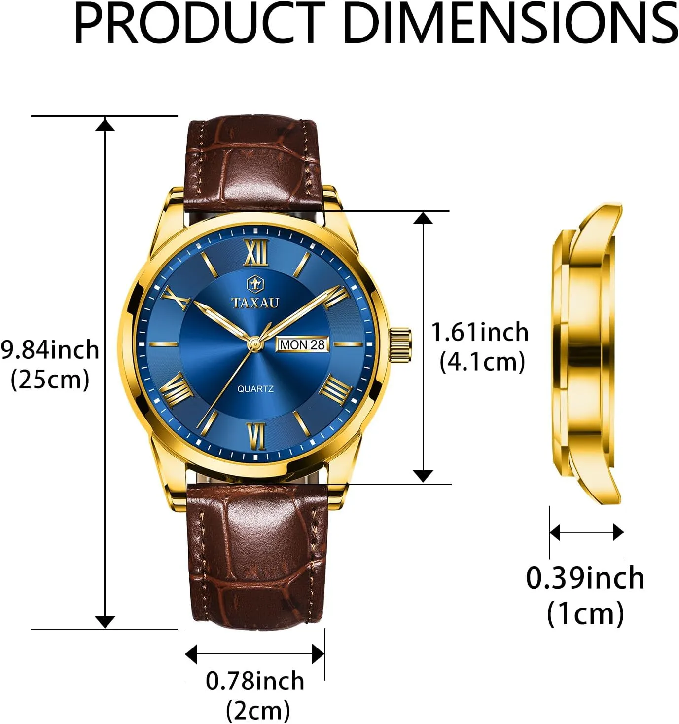 Steel Quartz supplant Analog Watch Easy Read Luxury Waterproof Watches for Men Dress Men's Wrist Watch with Day Date Arabic Numeral Men's Watches Leather Band Stainless 