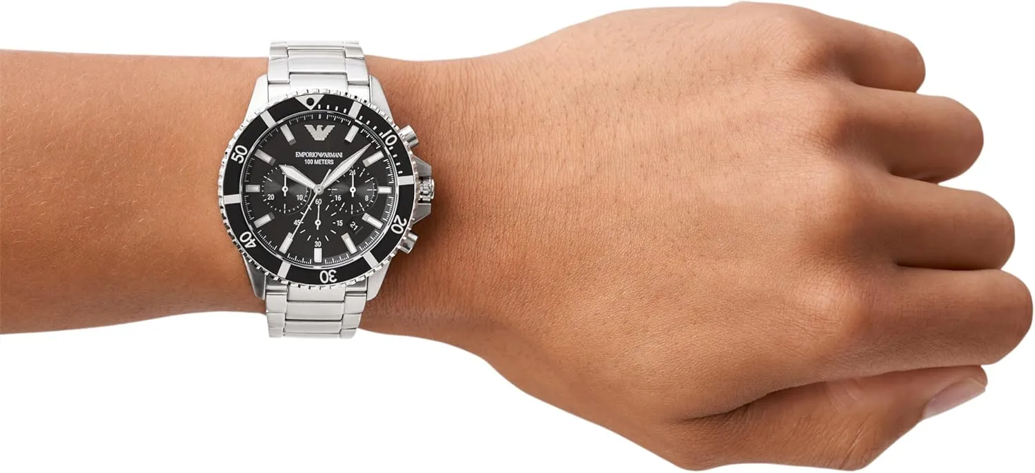 Steel, Silicone or Leather Band Emporio Armani World immune Explorer Dive-Inspired Men's Watch with Stainless 