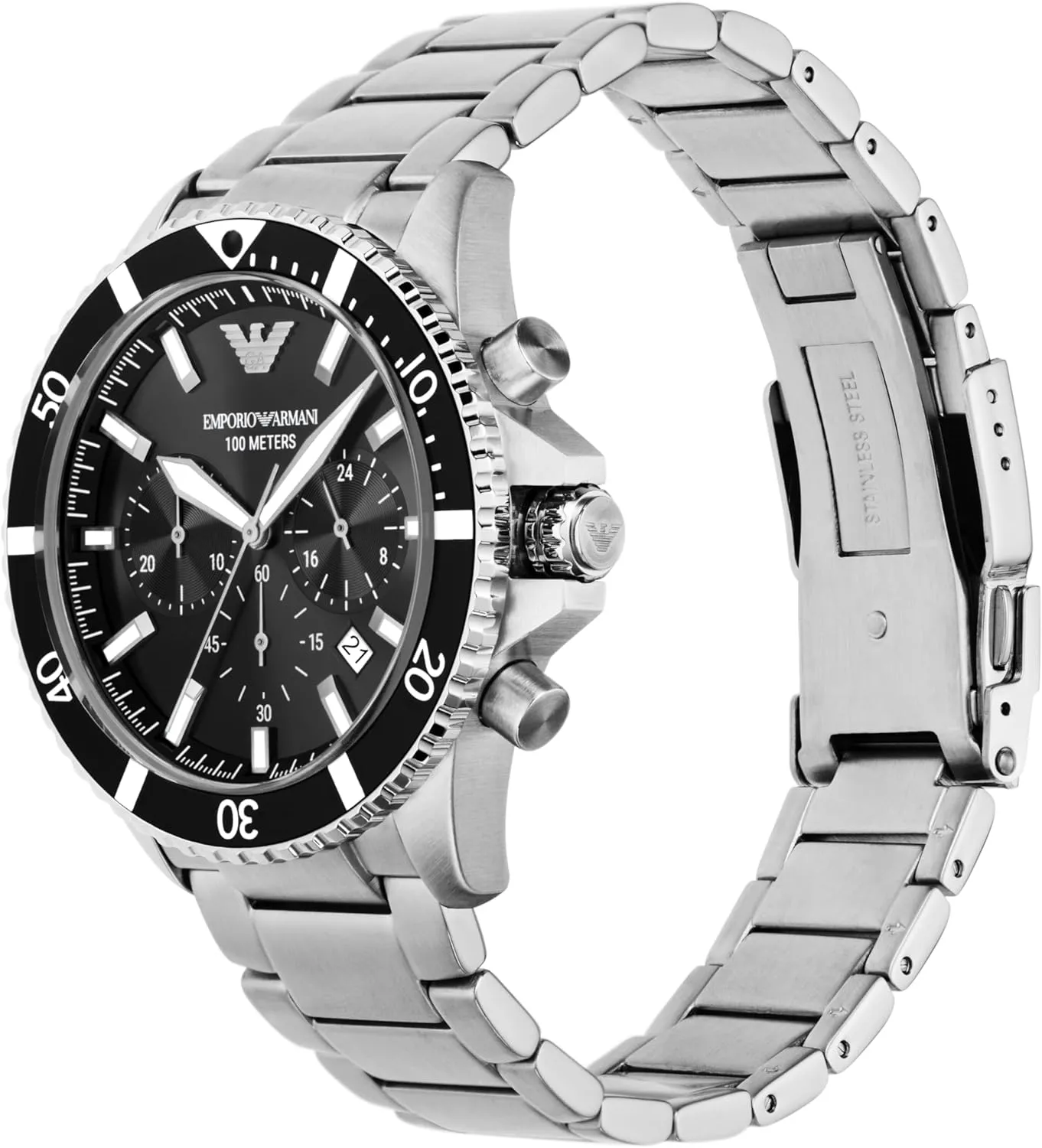 Steel, Silicone or Leather Band Emporio Armani World immune Explorer Dive-Inspired Men's Watch with Stainless 