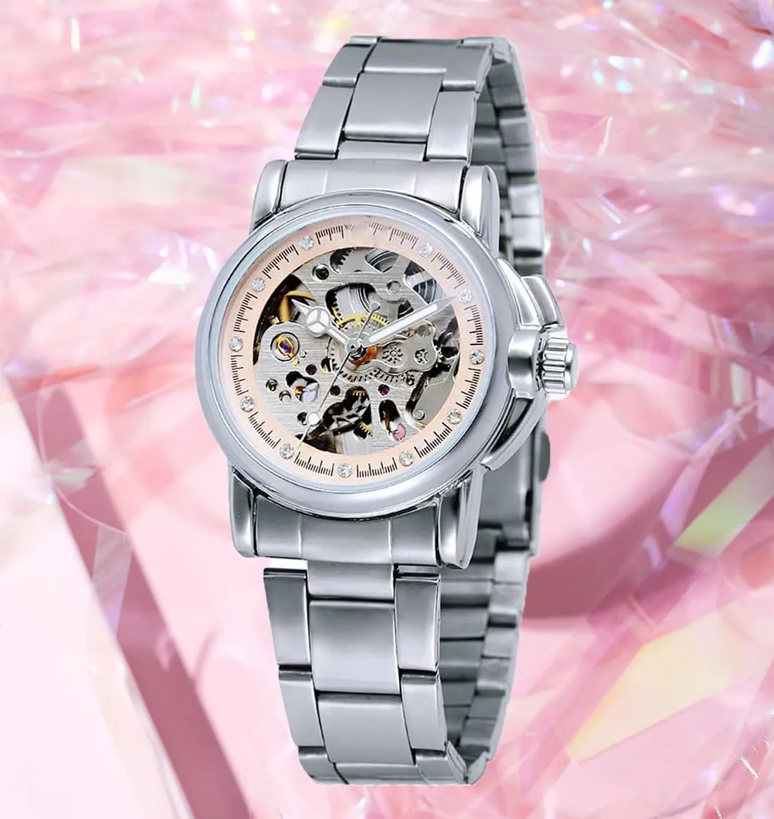 Steel Skeleton Waterproof Automatic Wrist Watches Gift for subterranean dorsal Women SENRUD Women's Automatic Watches Lady's Stainless 