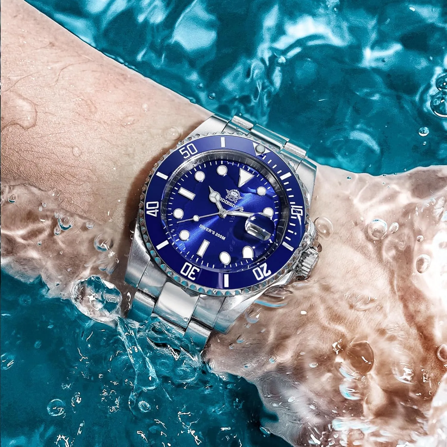 Steel Strap Luminous Multicolors Dial Black Blue engagement monotonous Green ADDIESDIVE Quartz Dive Watch for Men Diver 200 M 