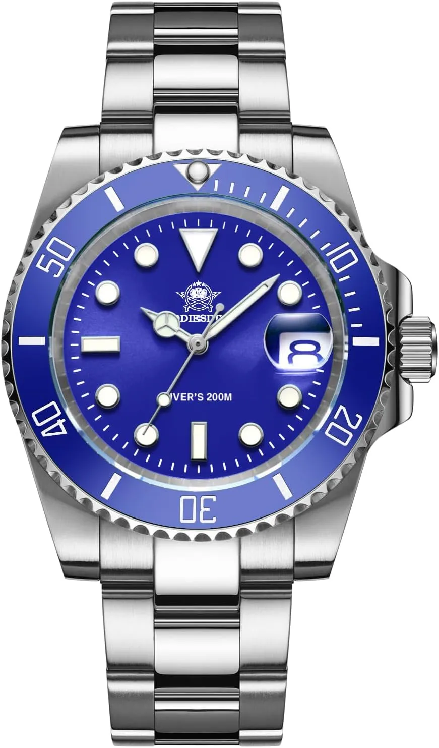 Steel Strap Luminous Multicolors Dial Black Blue engagement monotonous Green ADDIESDIVE Quartz Dive Watch for Men Diver 200 M 