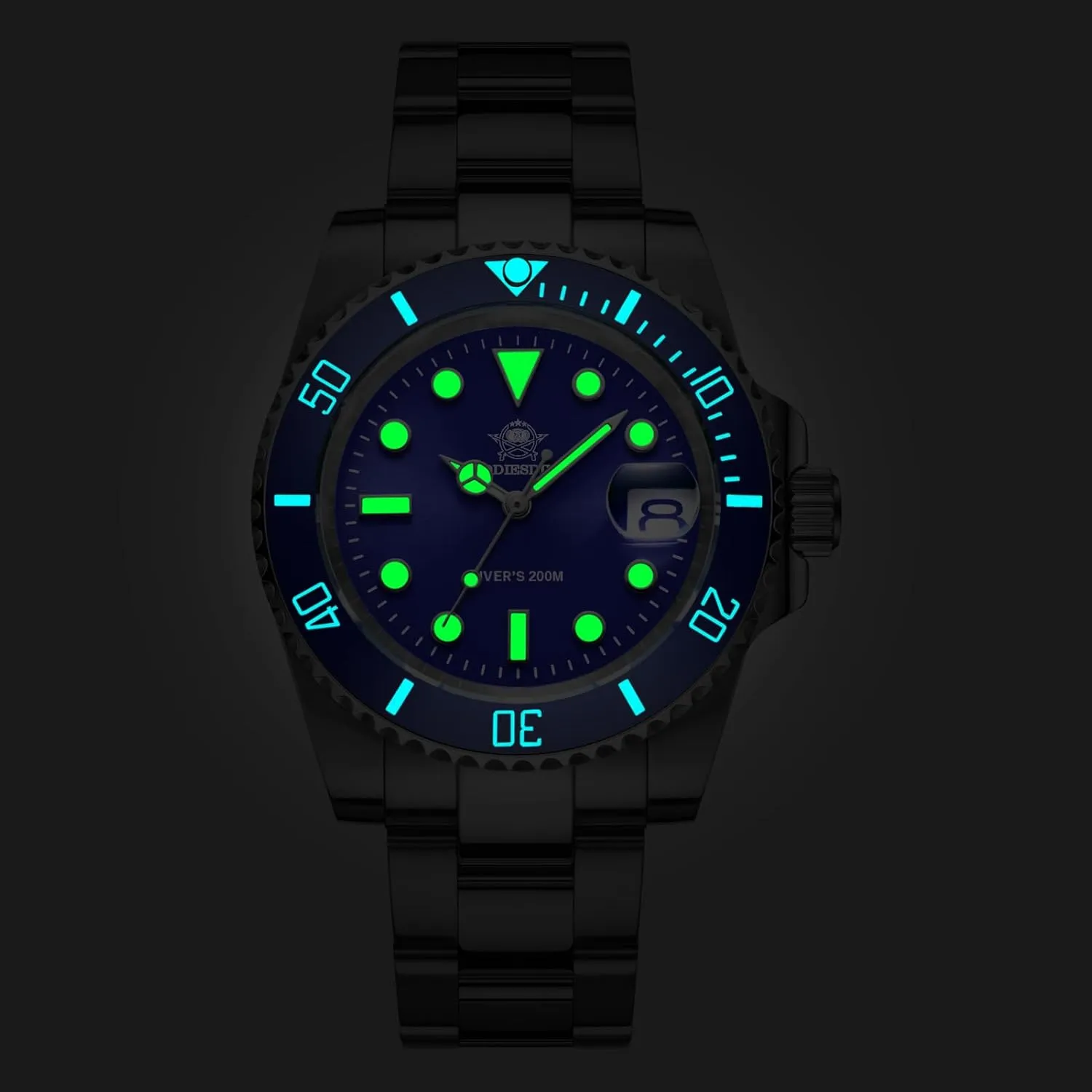 Steel Strap Luminous Multicolors Dial Black Blue engagement monotonous Green ADDIESDIVE Quartz Dive Watch for Men Diver 200 M 
