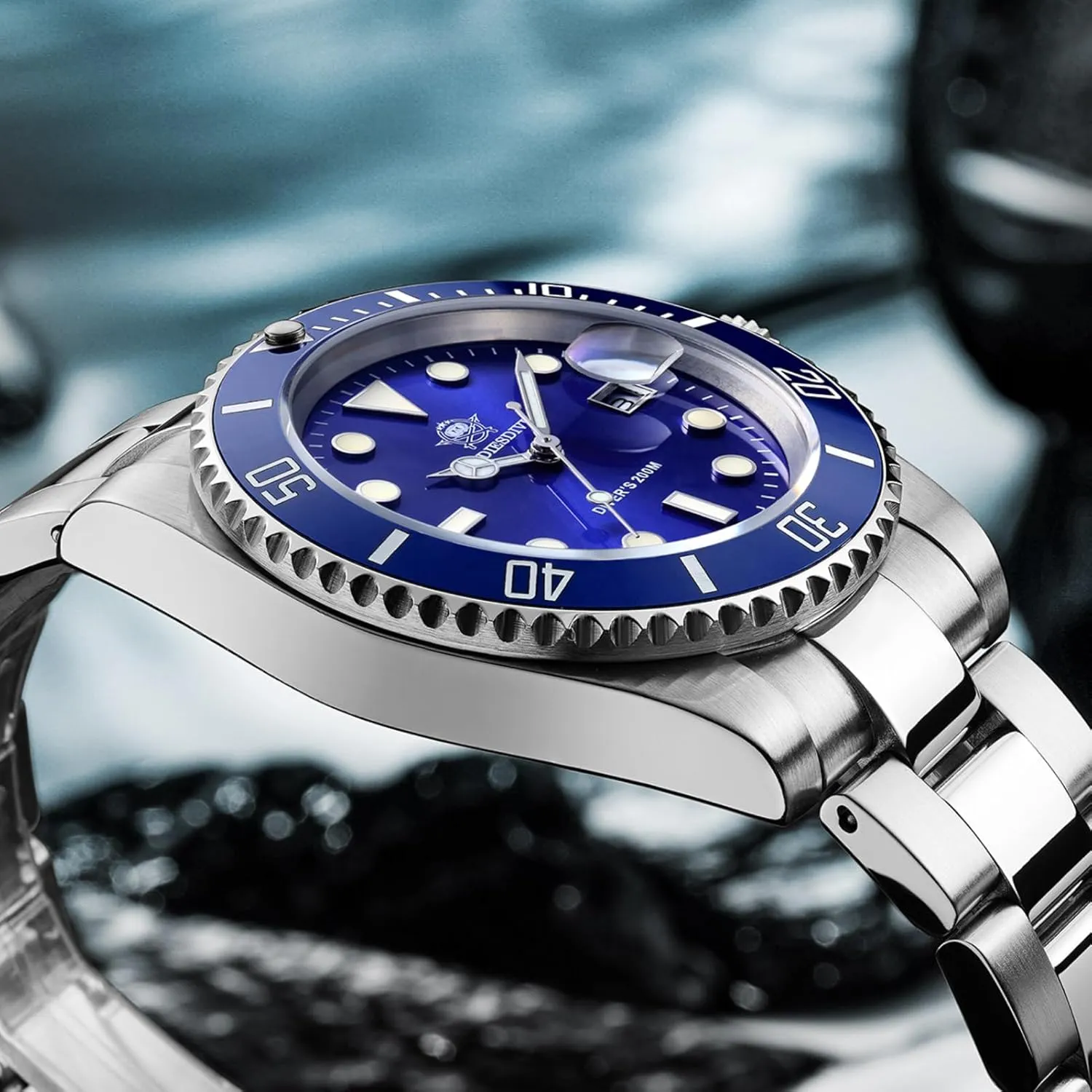 Steel Strap Luminous Multicolors Dial Black Blue engagement monotonous Green ADDIESDIVE Quartz Dive Watch for Men Diver 200 M 