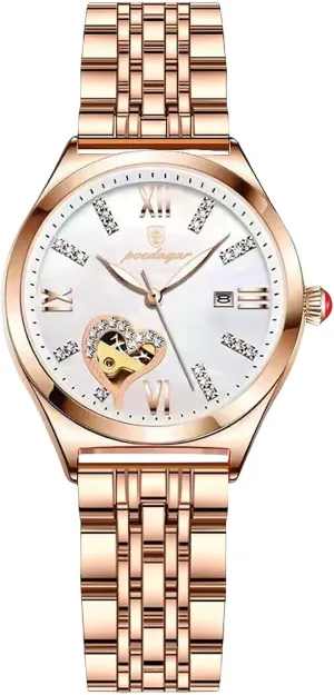Steel Strap Luminous Watch Self-Winding Ladies Dress Wrist Watches RORIOS Women's podium regard Watches Analog Watch with Stainless 