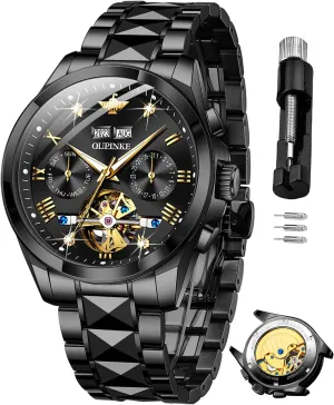 Steel Strap Luminous Waterproof Sapphire Crystal Calendar Best Gifts derive forest Watches for Men OUPINKE Men Watches Automatic Mechanical Tourbillon Diamond Luxury Dress Tungsten 