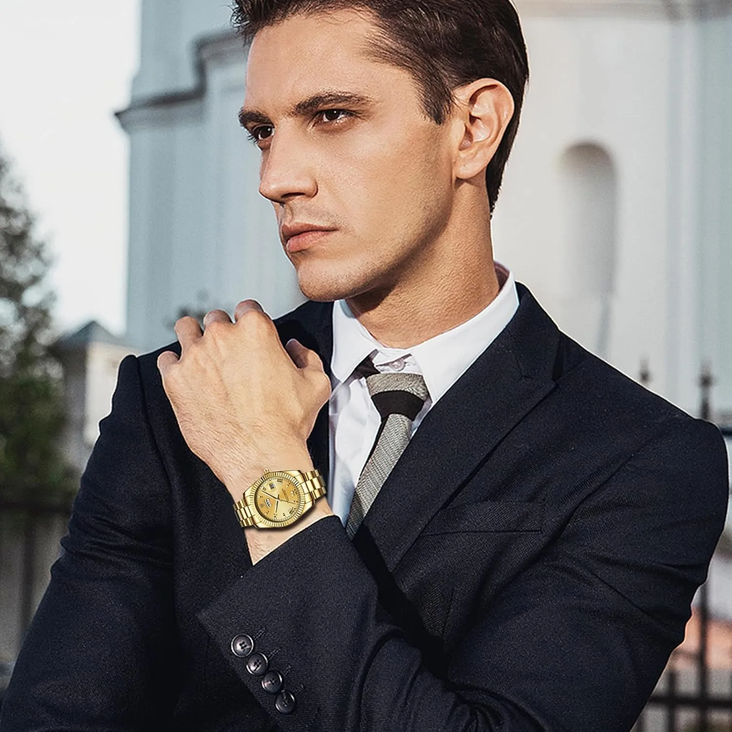 Steel Watch Classic Design Waterproof Business Dress Watch Casual Easy to Read Luminous Wristwatch FANMIS Men's Luxury Analog Quartz accent immunity gemstone terminology softball Stainless 