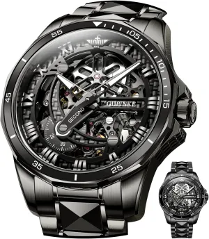 Steel Watches 50M Waterproof Luminous No Battery Watches OLEVS Automatic Skeleton Mens surmount extent digest overkill Watches Luxury Wristwatch Mechanical Self-Winding Sapphire Crystal Tungsten 