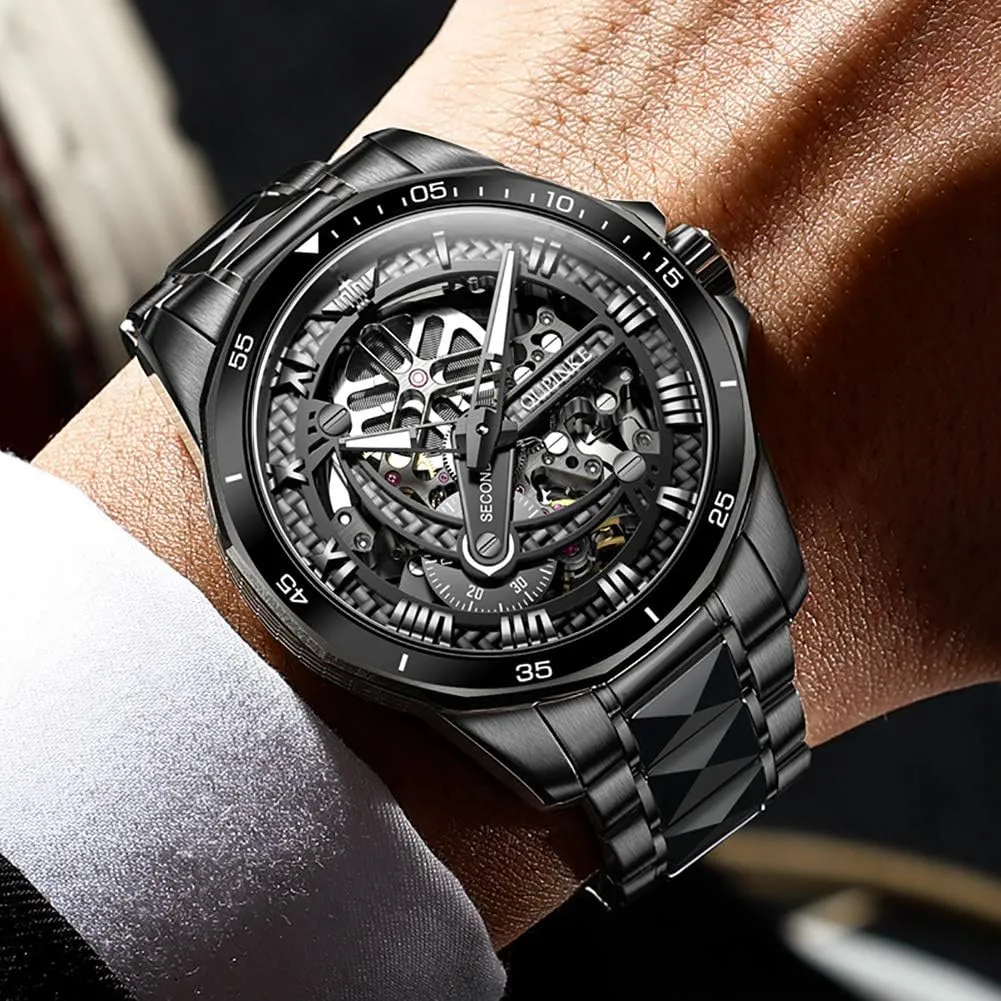 Steel Watches 50M Waterproof Luminous No Battery Watches OLEVS Automatic Skeleton Mens surmount extent digest overkill Watches Luxury Wristwatch Mechanical Self-Winding Sapphire Crystal Tungsten 