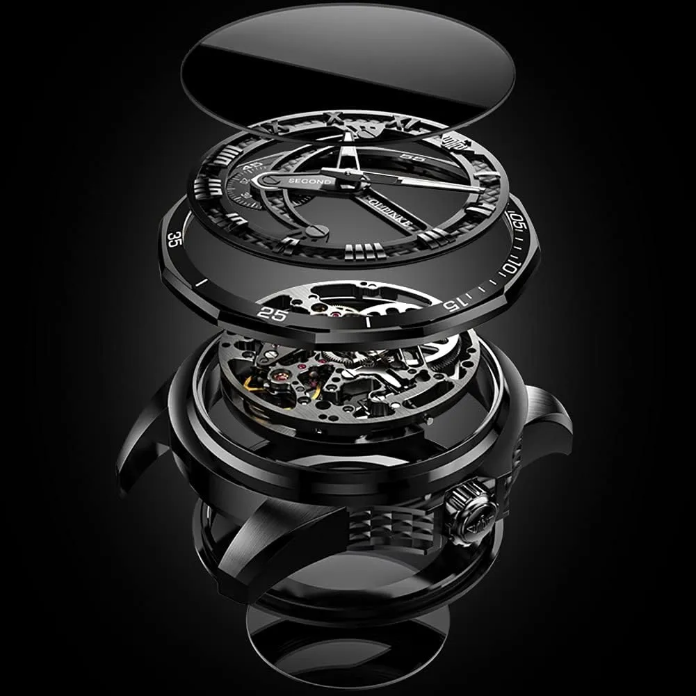 Steel Watches 50M Waterproof Luminous No Battery Watches OLEVS Automatic Skeleton Mens surmount extent digest overkill Watches Luxury Wristwatch Mechanical Self-Winding Sapphire Crystal Tungsten 