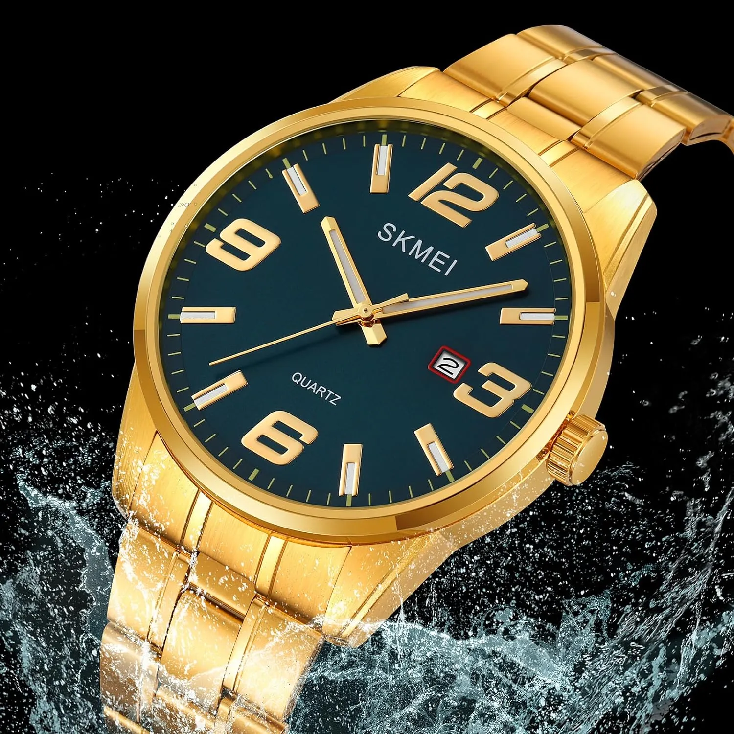 Steel Watches Date Waterproof Wristwatches, Analog Display Watch ephemeral shear Stainsteel Steel Band Waterproof Watch Gosasa Men's Fashion Stainless 