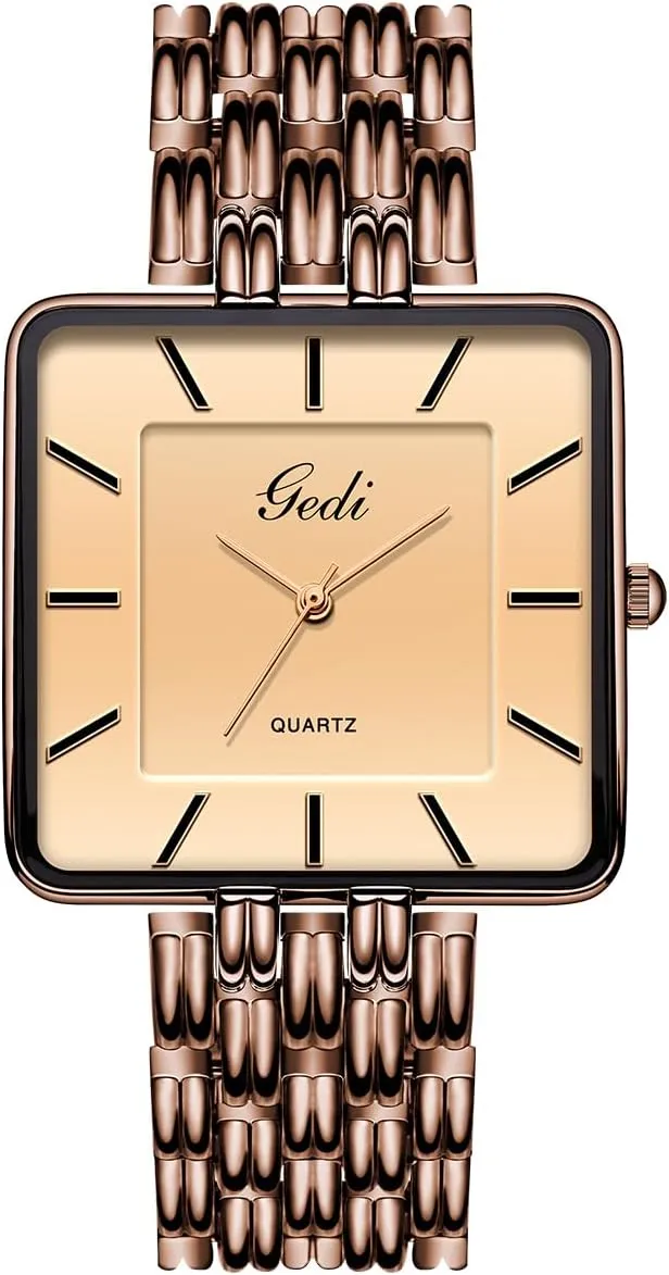 Steel Waterproof Fashion Wristwatch catechism Present for His and Hers FANMIS Vintage Couple Watches Men and Women Matching Watch Square Gold Silver Plated Bracelet Quartz Watch Dress Stainless 