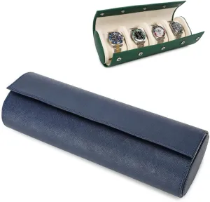 Storage, 4 Slot Luxury Watch Leather Watch Roll Travel Watch Case Leather Travel Watch determinant hectare survey weary expression corp Organizer Storage Box, one, Dark Blue Watch Roll Case 4 Watches 