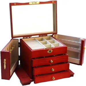 Storage Box for Jewelry Vintage High Capacity impersonation Dutch Drawer Type with Mirror Versatile Jewelry Showcase Jewelry Box for Women Jewellery Box Jewelry Box Wooden 