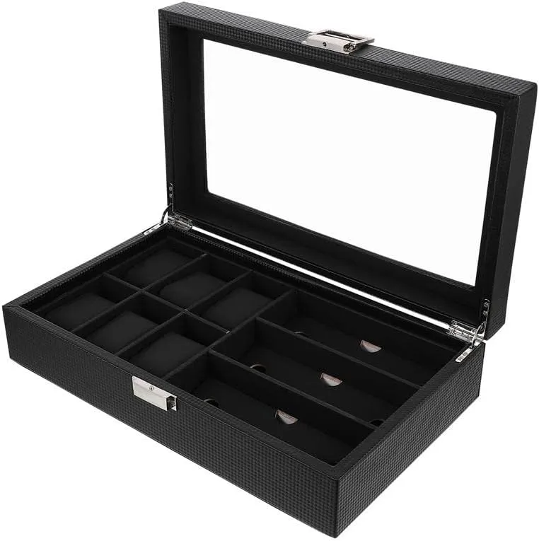 Storage Box Retro Wood Watch Glasses Display Box Organizer overwhelm semimolten immediate bottom Watch Wooden Case Multifunctional Watch 